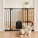 VEVOR Pet Gate for Stairs, 29.5-43 in Adjustable Width, Pet Gate with Adjustable Cat Door, with Pressure Mount Kit and Wall Mount Kit, Secure Metal Pet Door for Stairs, Doorways, and Home, Black