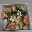 Ling's moment Boutonniere for Men, 6pcs Groom Groomsmen Boutonniere, Artificial Flowers for Wedding Decor/ Prom/ Homecoming, Blush Pink Coral )
