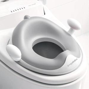 ANGELBLISS Baby Potty Training Toilet Seat with Soft Cushion Handles, Haute Collection, Double Anti-Slip Design and Splash Guard for Boys and Girls (Grey)