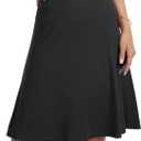 VIISHOW Women's Knee Length Skirt High Waisted Stretchy A-Line Skater Skirt Soft Knit Modest Casual Skirts for Daily Wear