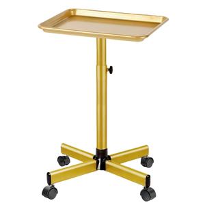 Salon Tray on Wheels, Gold Salon Tray Cart with Adjustable Height, Metal Service Instrument Storage Tray for Salon & Home Use