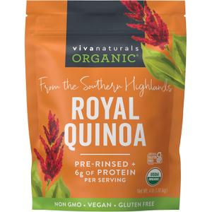 Viva Naturals Organic Quinoa, 4 lb  Pre-Washed Whole Grain, Plant Protein, USDA Organic, Gluten-Free, Non-GMO, Vegan, Kosher Rice and Pasta Substitute (4 Pound (Pack of 1))