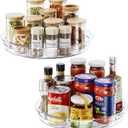 LAMU 2 Pack Lazy Susan Organizer 9.25 inch Lazy Susan Turntable for Cabinet, Rotating Spice Organization for Cabinet, Kitchen, Table Top, Countertop, Pantry Fridge Organizers and Storage, Clear