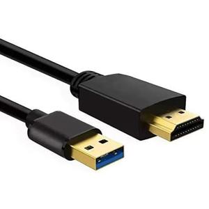 USB to HDMI Adapter, USB-A Male to HDMI Male for TV/DVD Player/Projector/Monitor - 6.6FT/2M (Black) (USB-Black 6.6FT)