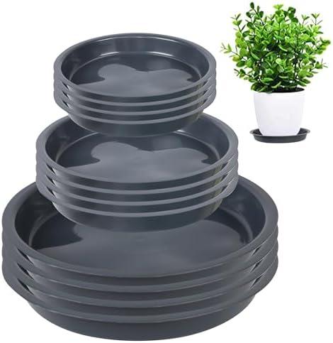 12PCS Plant Trays for Pots - 6 8 10 Inch Plant Saucer Round Plastic Plant Water Catcher Tray for Indoor Outdoor Garden Plants