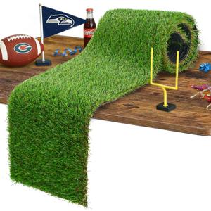 GLOBREEN Artificial Grass Table Runner 60 Inches - Green Fake Grass Football Golf Party Easter Decor Table Centerpiece for Birthday Wedding Alice in Wonderland
