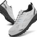 VikoViren Steel Toe Shoes for Men Women Comfortable Lightweight Safety Work Shoes Non Slip Puncture Proof Indestructible Construction Steel Toe Sneakers (13.5 Women/12 Men, Grey Black)