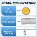 CorkLatta Silver Shower Curtain Rod 31 to 68 Inch,1 Inch Diameter Adjustable Spring Tension Stainless Steel Telescoping Rod,Easy Install,No Rust