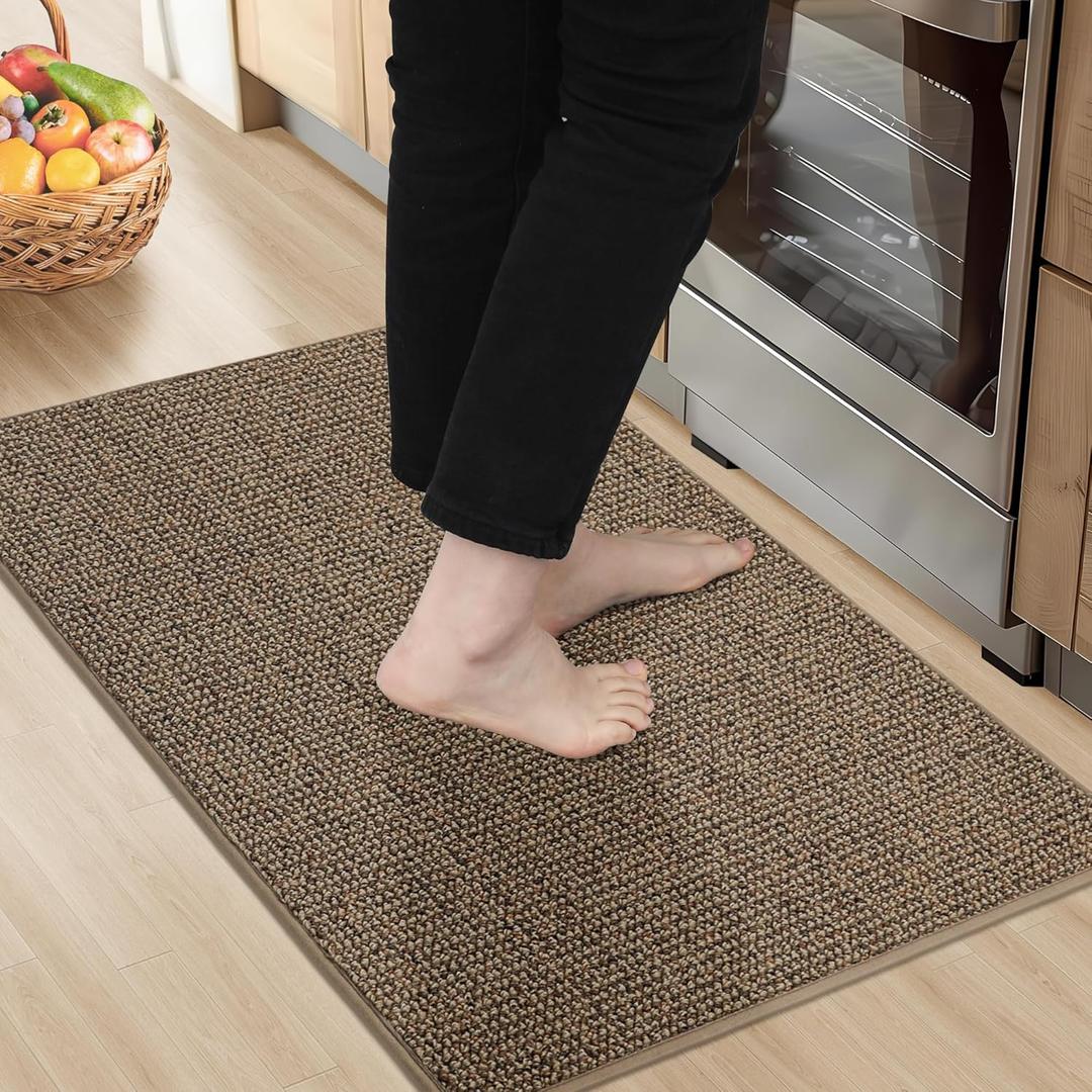 BEQHAUSE Kitchen Rugs 20"x32", Non-Slip Kitchen Mats for Floor, Super Absorbent and Stain Resistant Kitchen Rugs, Machine Washable Rugs for Kitchen, Hallway, Laundry & Sink, Taupe (1'8" x 2'8" (Rectangular))