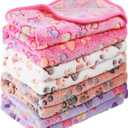 Tatuo 4 Pcs Dog Blanket for Pet Cat Blankets Indoor Puppy Teething Stuff Toys Paw Print Fleece Soft Blanket Sleep Mat for Guinea Pig Cage(White, Coffee, Pink, Purple,Small(24 x 16 Inch),Square)