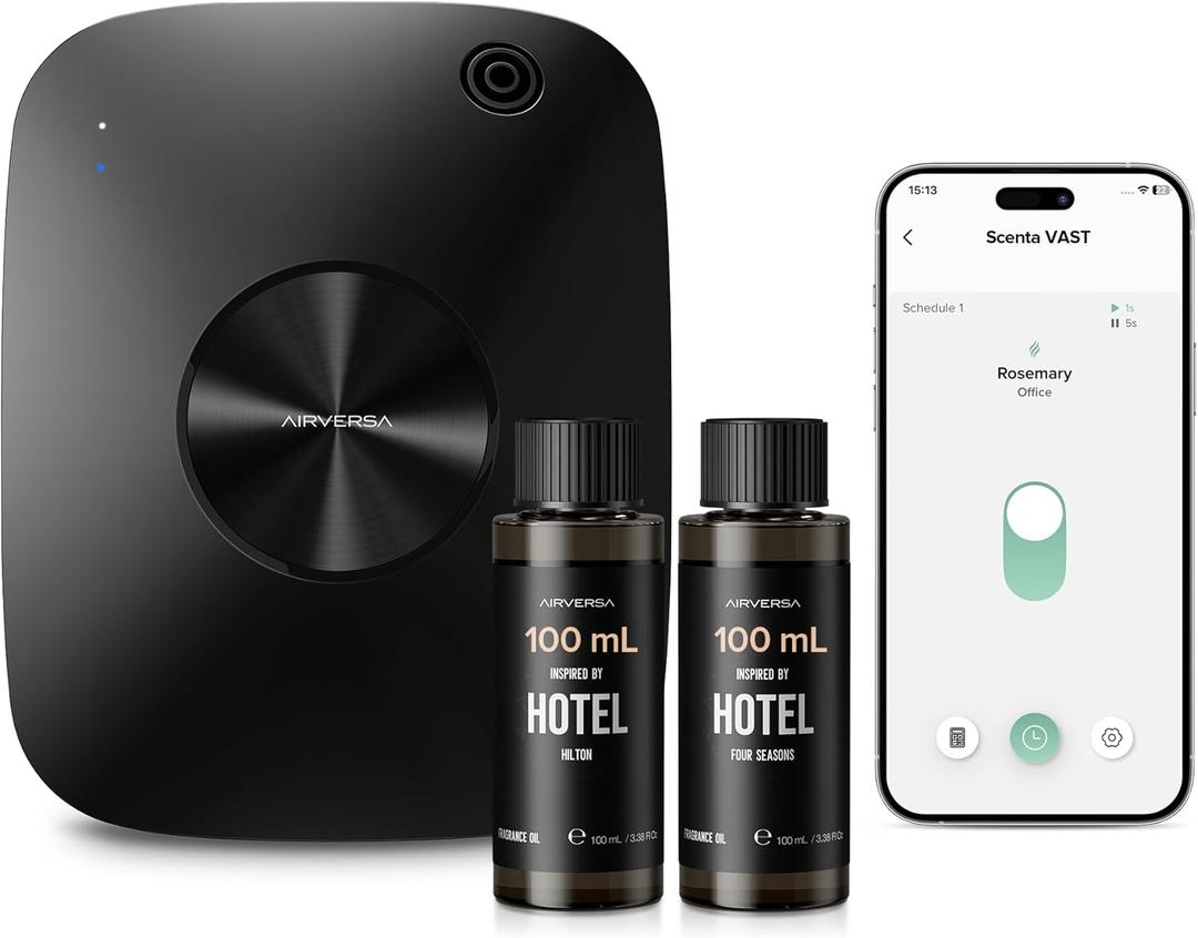 Smart Waterless Essential Oil Diffuser Hotel Scent Starter Kit, 400mL Capacity with 200mL Fragrance Oil, Up to 2000 sq ft Scent Air Machine with 12A1V Power Adapter for Large Room, ANA Black Kit