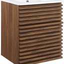 Modway Render 18" Wall-Mount Bathroom Vanity in Walnut White