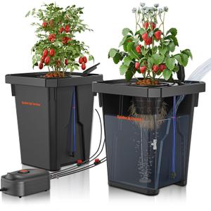 Spider Farmer DWC Hydroponics Grow System with 7-Gallon Deep Water Culture, New Triangular Cover Design, Recirculating Drip Garden System with Top Drip Kit, 8W Air Pump, 2 Buckets