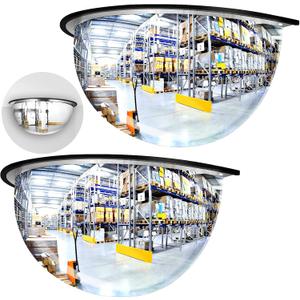 2 Pcs Acrylic Half Dome Blindspot Mirror - 18" Diameter Safety Convex Mirror for Wall, Ceiling, Driveway, Outdoor, Hallway, Warehouse, Office