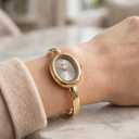 Women's Bangle Bracelet Watch, Oval Dial, Roman Numeral, Elegant Style