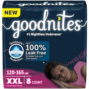 Goodnites Girls' Nighttime Underwear, Size XXL (120-165 lbs), 4 Ct, Packaging May Vary