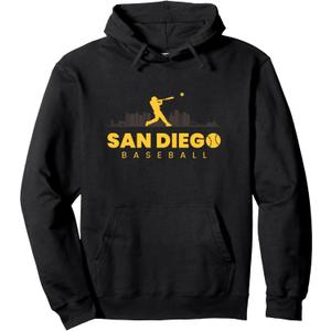 San Diego Baseball Vintage City Skyline Retro Baseball Lover Pullover Hoodie
