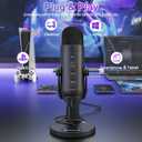 ZealSound Podcast Microphone for PC, Noise Cancellation USB Mic with Gain, Volume Adjustment & Mute Button, Monitoring & Echo, for YouTube, TikTok, Podcasting, Streaming, iPhone, iPad, Android, Mac