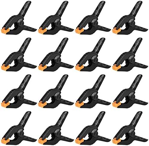 16 Pack Small Spring Clamps, 3.5 Inch Heavy Duty Clamps for Backdrop Stand, Plastic Clips for Crafts and Backdrop Clips for Crafts, Woodworking, Photography, Outdoor