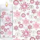 102 Pieces Christmas Vases Filler Decorations for Faux Pink Snowflakes Beads Party Garland for Vases Filler Wedding Centerpiece Christmas Party Decor