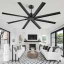 ZMISHIBO 72 Inch Ceiling Fan No Light, Large Black Ceiling Fan with Remote, Quiet DC Motor, and 6 Speeds, Indoor/Outdoor Industrial Ceiling Fans 8 Aluminum Blades for Patio, Garage, Shop, Black, 
ModelSY72B