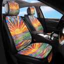 Car Seat Covers Set, 2 - Front Seat Full Set, Colorful Sunset Honeycomb Knit Fabric, Breathable & All - Season Universal Automotive Seat Protectors
