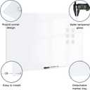 Magnetic Glass Whiteboard, 36" x 24" Glass Dry Erase Board for Wall, Large Frameless White Board with 1 Marker Tray and 3 Magnets for Office, Home, Classroom - Ultra White