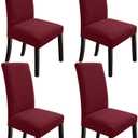 NORTHERN BROTHERS Chair Covers for Dining Room Set of 4 Stretchy Dining Chair Cover Super Fit Parsons Kitchen Chair Covers, Wine Red