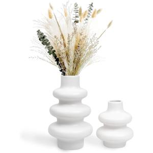 Zavothy Flower Vase Set for Modern Home Decor, Minimalism Style Off White Vase for Modern Table Shelf, Vases for Flowers for Decor Living Room Centerpieces Office Desk(not Include Flower)