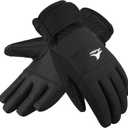 Achiou Kids Ski Gloves, Waterproof Winter Snow Snowboard Gloves Warm Touchscreen for Kids Boys Girls Children Skiing Cycling (XL (11-12 Years), Black)