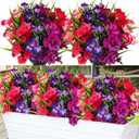 8 Bundles Artificial Hibiscus Flowers for Outdoor Faux UV Resistant Fake Silk Plants Flower for Front Porch Pot Planters Garden Window Box Indoor Home Decor (Red, Pink, Purple Red, Purple)