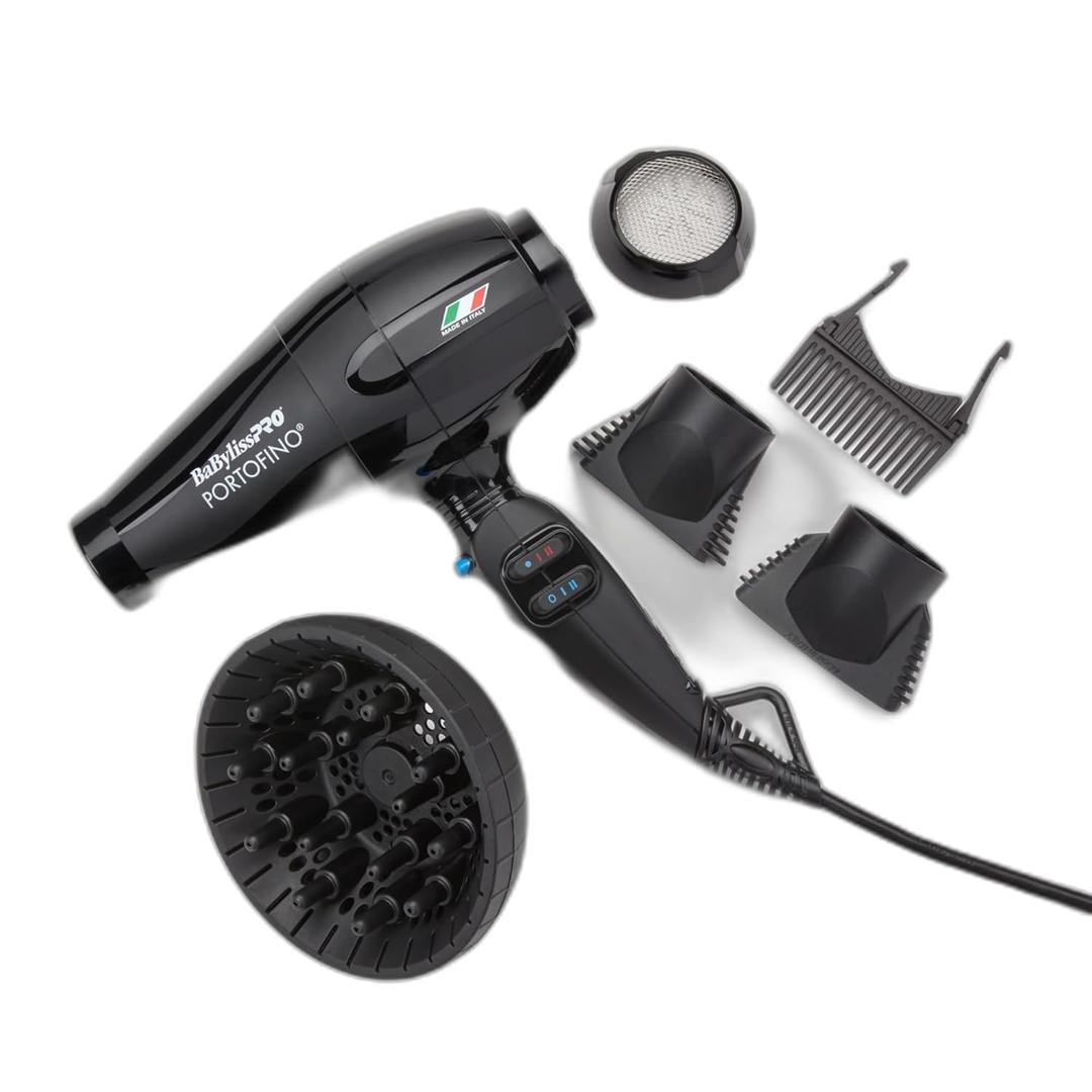 BaBylissPRO Nano Titanium Italian Portofino Hair Dryer - Professional 2000 Watt Blow Dryer (Black)
