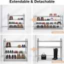 4 Tier Extendable Long Shoe Rack for Closet Shoe Organiser Strong and Sturdy Heavy Duty Metal Shoe Shelf Holds 20+ Pairs (60-100) x 22,5 x 61,5 cm