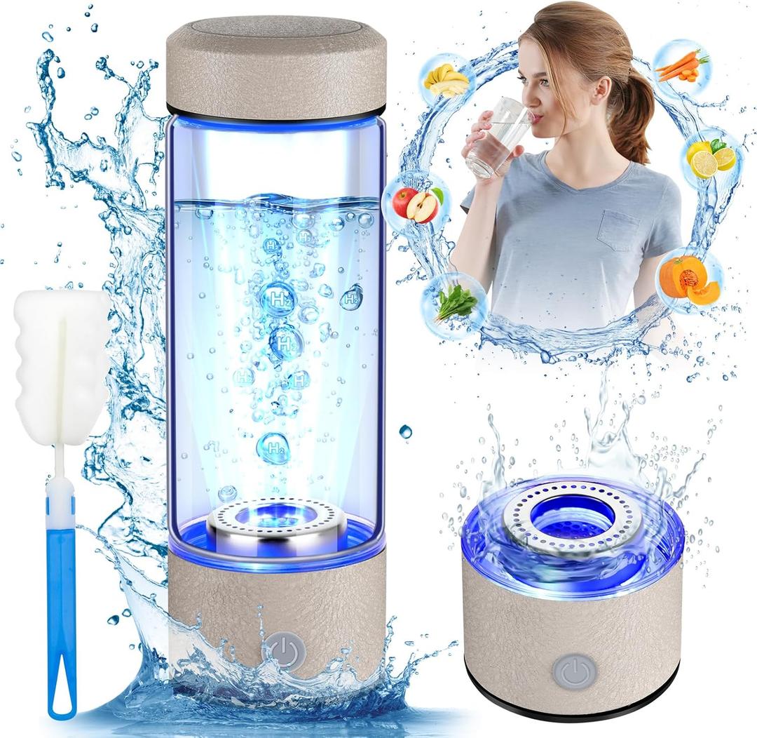 2025 Upgrade Hydrogen Water Bottle, Hydrogen Water Generator with Advanced SPE PEM Technology, 420ml(14OZ) Hydro Water Machine, Portable Water Ionizer for Office, Travel, Fitness & Everyday Hydration (Light Grey)