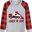 Little Hand Boys Valentines Monster Truck Shirts Raglan Long Sleeve Dinosaur T-Shirts Toddler ABC Love U Top Kids 2-7 Years, 5T