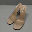 vivianly Womens Clear Heels Sandals Transparent Stiletto Heel Slippers Backless Peep Toe Slip on Heeled Mules (Beige) 7