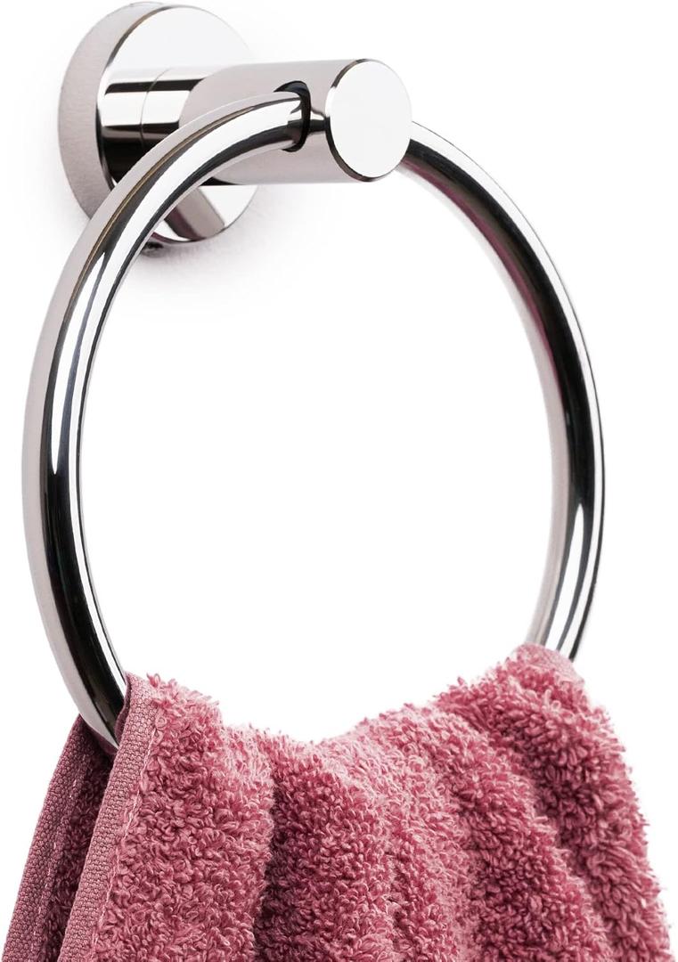 Marmolux Acc Chrome Towel Ring - Hand Towel Holder for Bathroom Wall - Simple Round Towel Hanger for Bathroom - Heavy Duty SUS 304 Stainless Steel Bathroom Towel Rack - Towel Rack Bathroom - Towel Bar (2.polished Chrome)