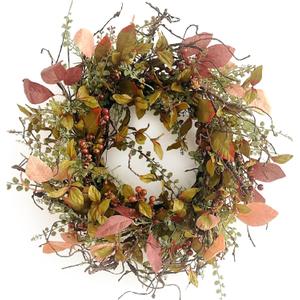 26'' Large Fall Wreath for Front Door, Porch, Window- Artificial Boxwood Leaves Outdoor Autumn Wreath for Home, Farmhouse Wall Thanksgiving Day Harvest Festival Decor