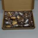 18 Pcs Valentines Neutral Texture Heart Ornaments Bronze Rustic Heart Shaped Xmas Baubles Ornaments Farmhouse Copper Decorations for Tree Wreath Home Modern Holiday (Gold Silver Brown)