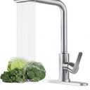 Kitchen Faucet with 3-Function Pull Down Sprayer,Stainless Steel Sink Faucet 1 or 3 Hole,Pull Out Kitchen Faucet,Suitable for Modern Style Homes Camper Rv Bar (Brushed Nickel)