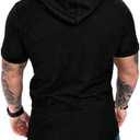 Wowcarbazole Men's Gym Hoodies Workout Sweatshirts Short Sleeve Athletic Muscle T-Shirts Pullover (Black, XXL)