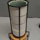 LUKA 6 Ounce Porcelain Stackable Espresso Cups with Saucers and Metal Stand Set of 4, Ceramic Cappuccino Cups Set for Specialty Coffee Drinks, Latte, Cafe Mocha and Tea, White Green Interior