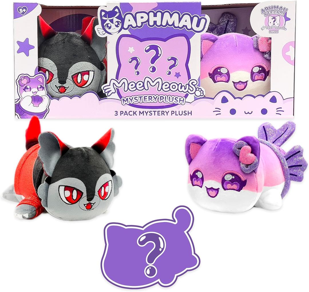 Aphmau 6 MeeMeow Plush 3-Pack, Friends Surprise Box That Includes 2 Friends + 1 Exclusive Mystery, Official Merch
