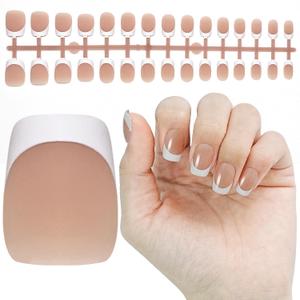 JODSONE French Tip Press On Nails - 15 Sizes Nude Short Round French Tips,Soft Gel Nail Tips False Nails Extensions Nail Art DIY(150Pcs)