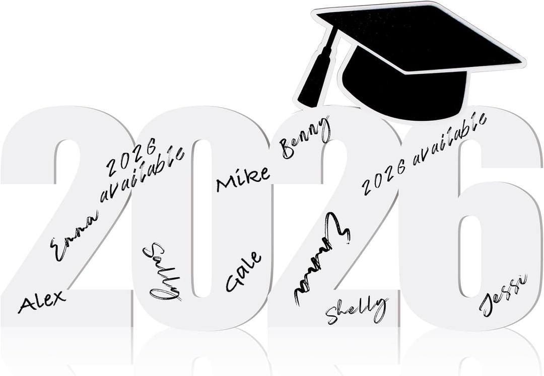 Vercraft Graduation Guest Book 2026 Wood Grad Sign Signature Board Party Decorations 2026 Graduation Photo Booth Prop for Grad Party Decor(White,Style 2)