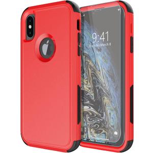 Diverbox for iPhone X Case/iPhone Xs Case [Shockproof] [Dropproof] [Tempered Glass Screen Protector ] Heavy Duty Protection Phone Case Cover for Apple iPhone X/XS (Red)