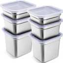 6 Sets 1/6 Size Stainless Steel Hotel Pans with Clear Lids Commercial Food Storage Containers 2.5 Inch 4 Inch 6 Inch Deep Leak Proof Meal Restaurant Containers Food Pan for Kitchen