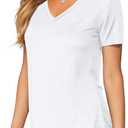 DittyandVibe Women Shirt Long/Short Sleeve V Neck Curved Hem Tunic Tops Tshirt (Medium)