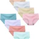 Finihen Teen Girls Underwear Seamless Big Girls Panties No Show Multipack. (7-8 Years, Pink White Blue Light Purple)