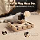 Cat Nail File Enrichment Box & Scratch Puzzle Maze Stress-Free Nail Filing Alternative to Clippers & Grinders, Indoor Cat Scratcher, Treat Maze, Sandpaper Claw File, Interactive Puzzle Box